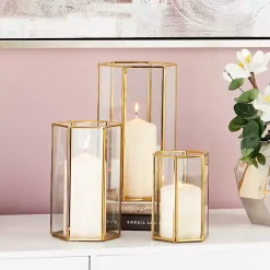 Golden Geometric 3-pc. Decorative Lantern Set