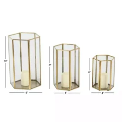 Golden Geometric 3-pc. Decorative Lantern Set