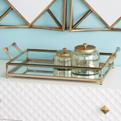 Golden Glammed Mirror Decorative Tray