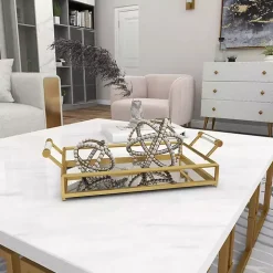 Golden Glammed Mirror Decorative Tray