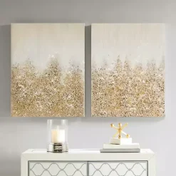 Golden Glimmer Canvas Art Prints, Set of 2