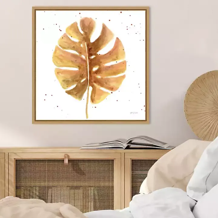 Golden Palm Framed Canvas Art Print