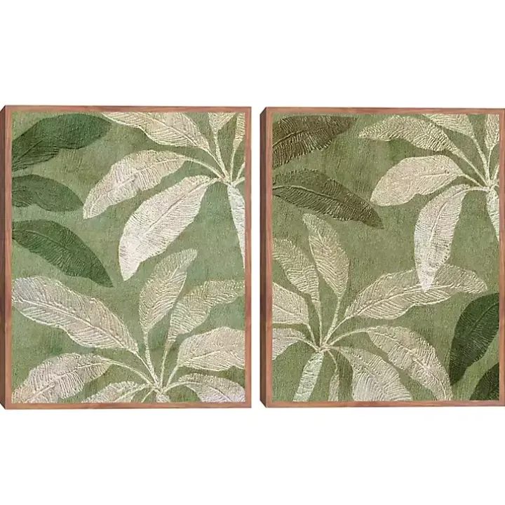 Golden Palms Framed Canvas Art Prints, Set of 2