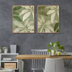 Golden Palms Framed Canvas Art Prints, Set of 2