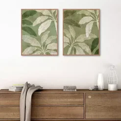 Golden Palms Framed Canvas Art Prints, Set of 2