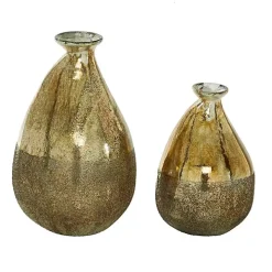 Golden Rustic Blown Glass Bulb Vases, Set of 2