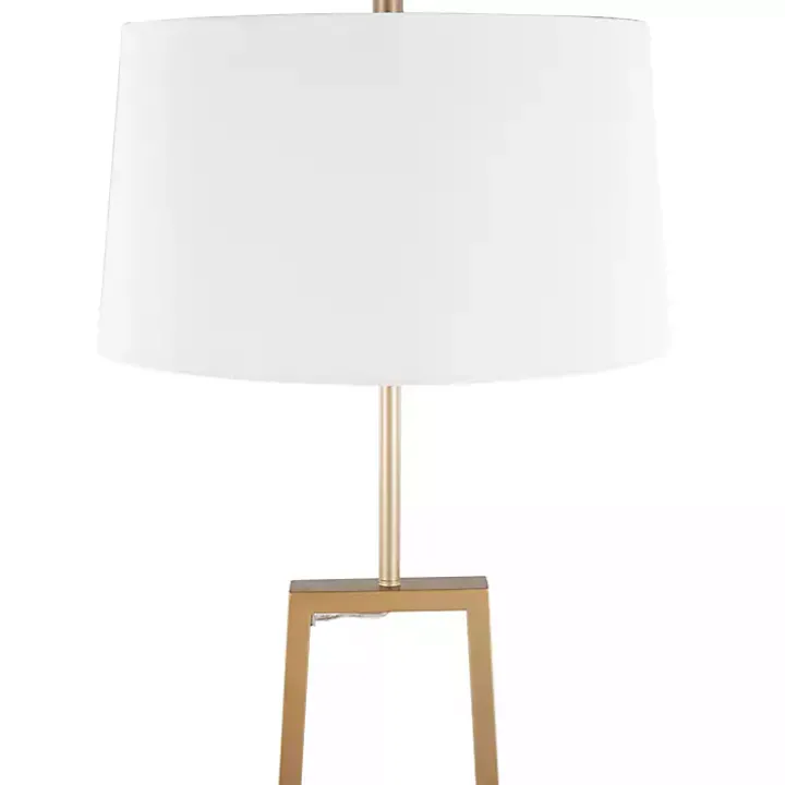 Golden Triangle Marble Shelf Floor Lamp