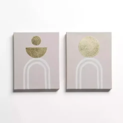 Golden White Arch Canvas Art Prints, Set of 2