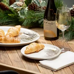 Golden Winter Pine Branch Serving Platter