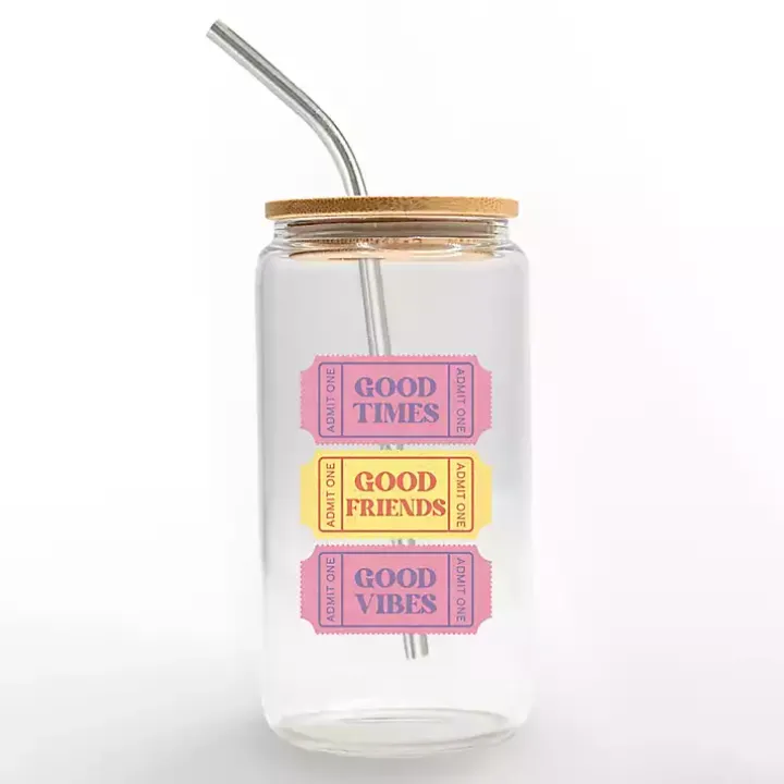 Good Vibes Ticket Stub Glass Tumbler