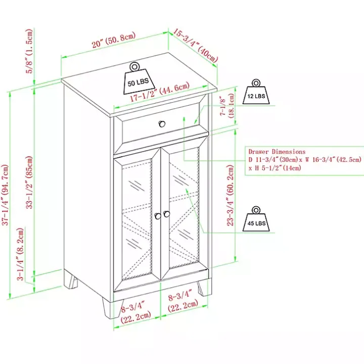 Graphite Double Door Reeves Cabinet