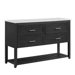 Graphite Wood Storage Buffet with Faux Marble Top