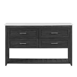 Graphite Wood Storage Buffet with Faux Marble Top