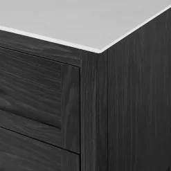 Graphite Wood Storage Buffet with Faux Marble Top