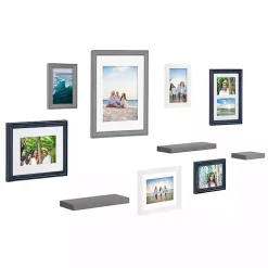 Gray & Navy 10-pc. Gallery Wall Frame & Shelf Set