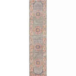 Gray & Pink Central Motif Botanical Runner