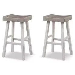 Gray & White Backless Cooper Bar Stools, Set of 2