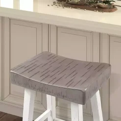 Gray & White Backless Cooper Bar Stools, Set of 2