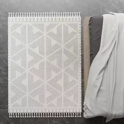 Gray & White Geometric Shag Area Rug, 8x10