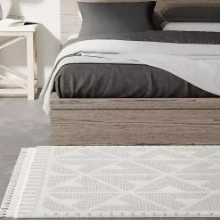 Gray & White Geometric Shag Area Rug, 8x10