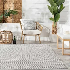 Gray & White Trellis Indoor/Outdoor Rug, 4x6