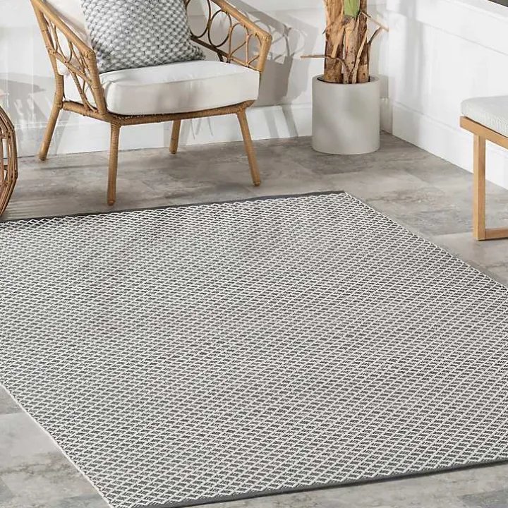 Gray & White Trellis Indoor/Outdoor Rug, 4x6