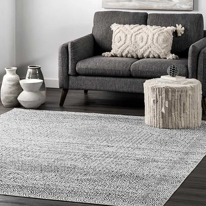 Gray Abstract Pattern Washable Runner