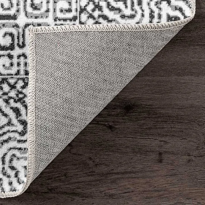 Gray Abstract Pattern Washable Area Rug, 3x5