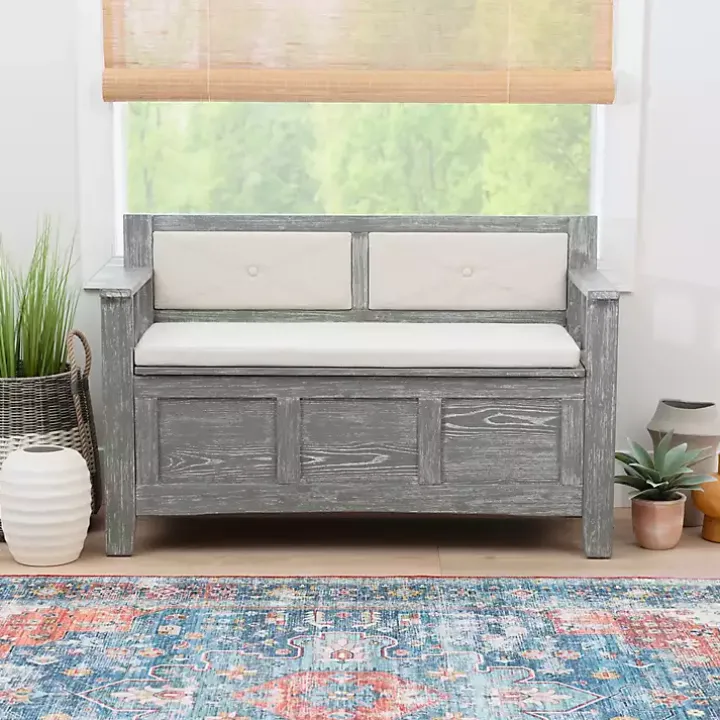 Gray and Beige Carlton Storage Bench