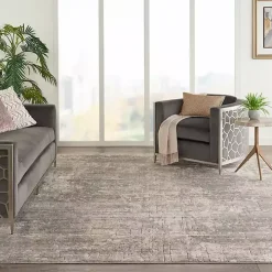 Gray and Beige Tally Textured Area Rug, 7x9