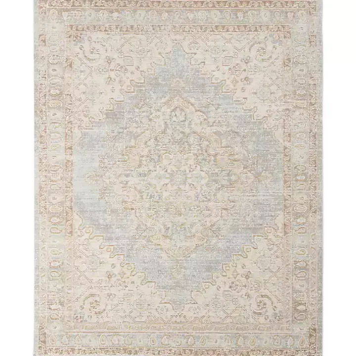 Gray and Beige Vintage Medallion Area Rug, 5x7