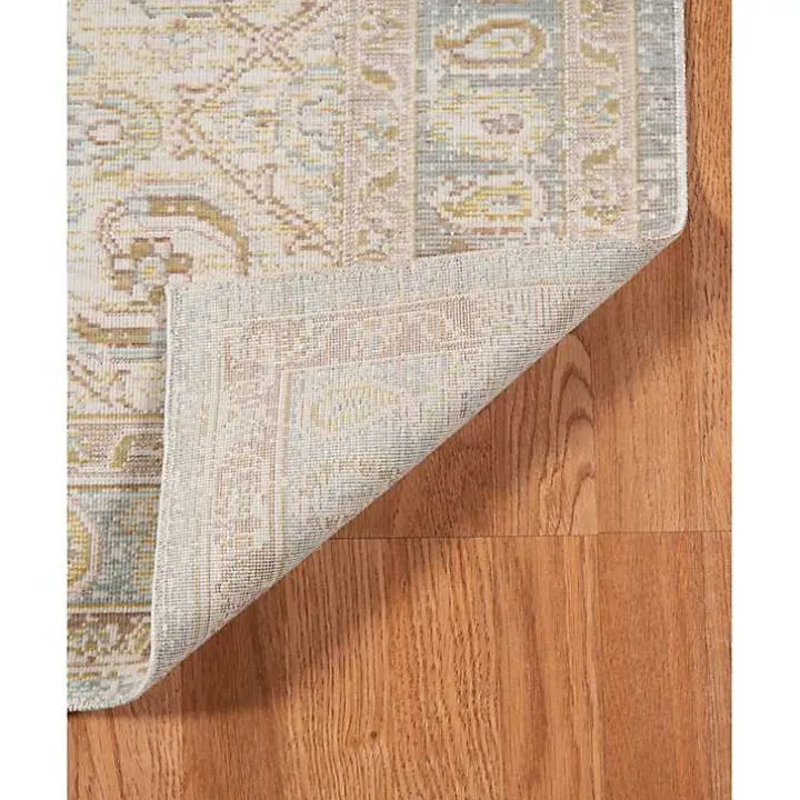 Gray and Beige Vintage Medallion Area Rug, 5x7