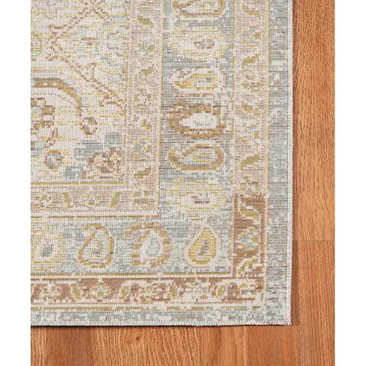 Gray and Beige Vintage Medallion Area Rug, 5x7