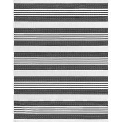 Gray and Black Striped Washable Area Rug, 5x8