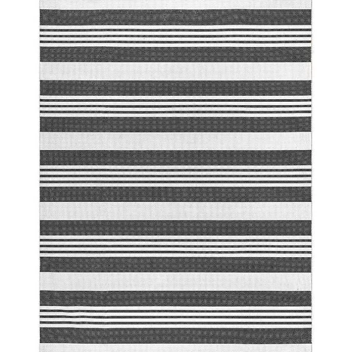 Gray and Black Striped Washable Area Rug, 5x8