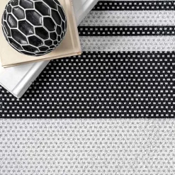 Gray and Black Striped Washable Area Rug, 5x8