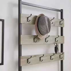 Gray and Black Wood Bench Hall Tree