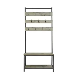Gray and Black Wood Bench Hall Tree