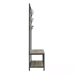 Gray and Black Wood Bench Hall Tree