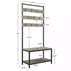 Gray and Black Wood Bench Hall Tree