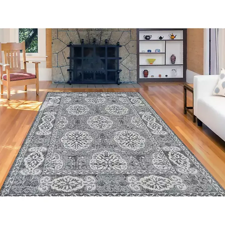 Gray and Blue Alex Area Rug, 5x7