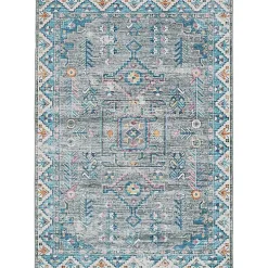 Gray and Blue Barron Washable Area Rug, 5x7