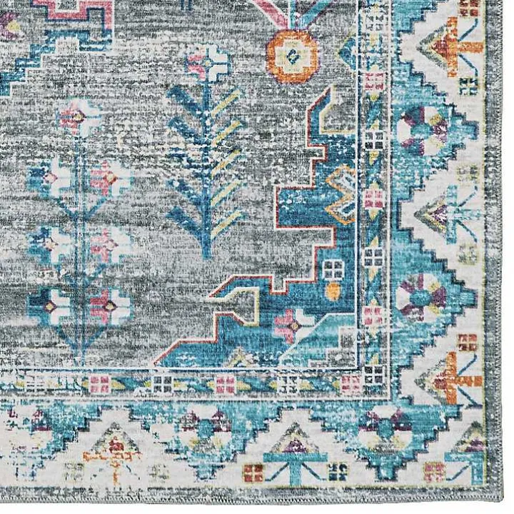 Gray and Blue Barron Washable Area Rug, 5x7