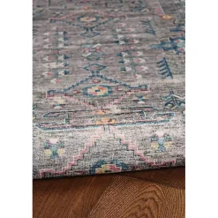 Gray and Blue Barron Washable Area Rug, 5x7