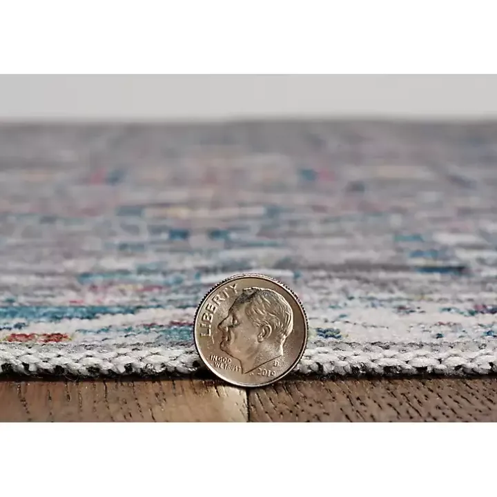 Gray and Blue Barron Washable Area Rug, 5x7