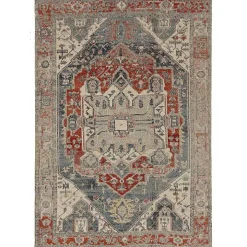 Gray and Blue Traditional Medallion Area Rug, 8x10