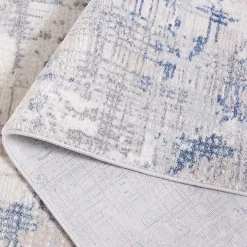 Gray and Blue Whisper Abstract Runner, 2x8