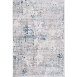 Gray and Blue Whisper Abstract Area Rug, 5x7