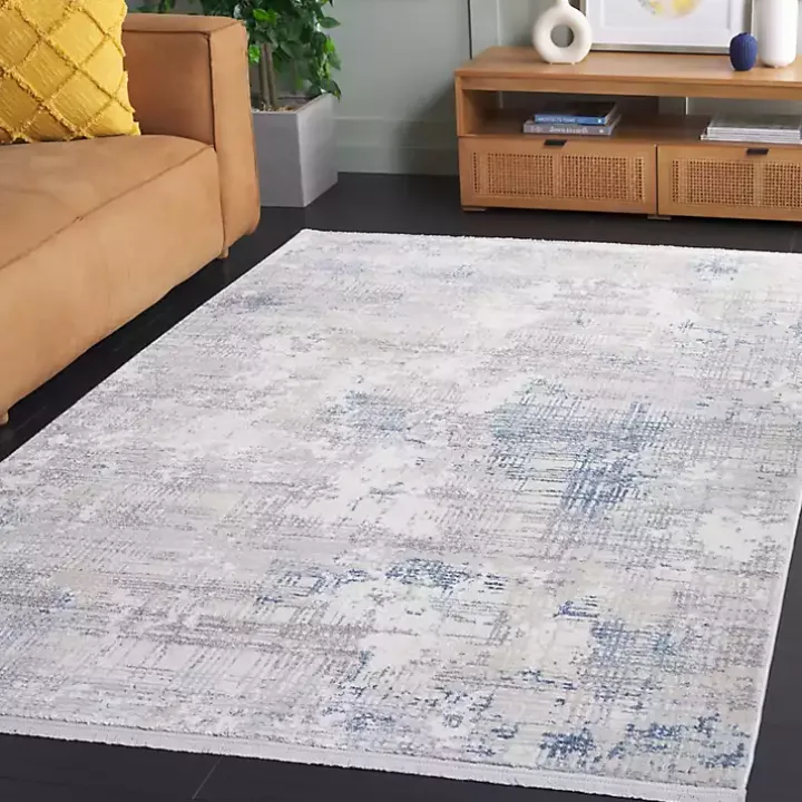 Gray and Blue Whisper Abstract Area Rug, 5x7