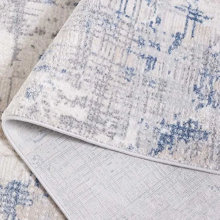 Gray and Blue Whisper Abstract Area Rug, 5x7